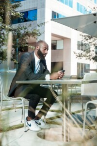 Scrolling Social Media on the Patio